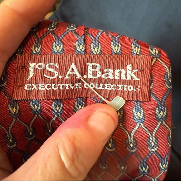 Joseph A Bank Executive Collection All Sil Tie Printed in Italy Geometric Knot - Picture 3 of 5
